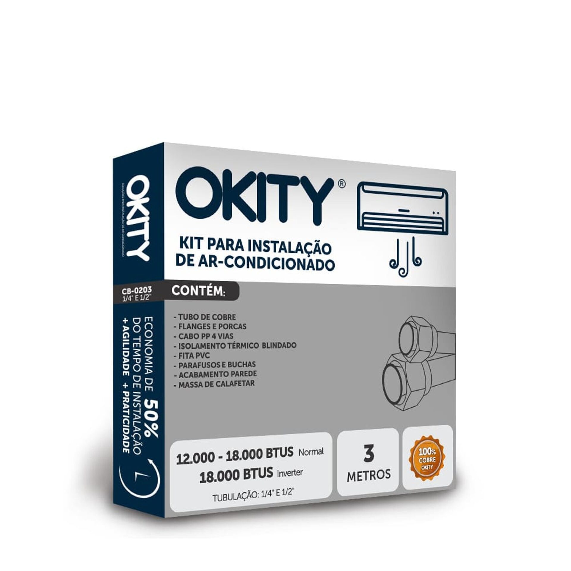 Kit Instalação Ar Condicionado sem Suporte 12000 a 18000 BTUs Okity