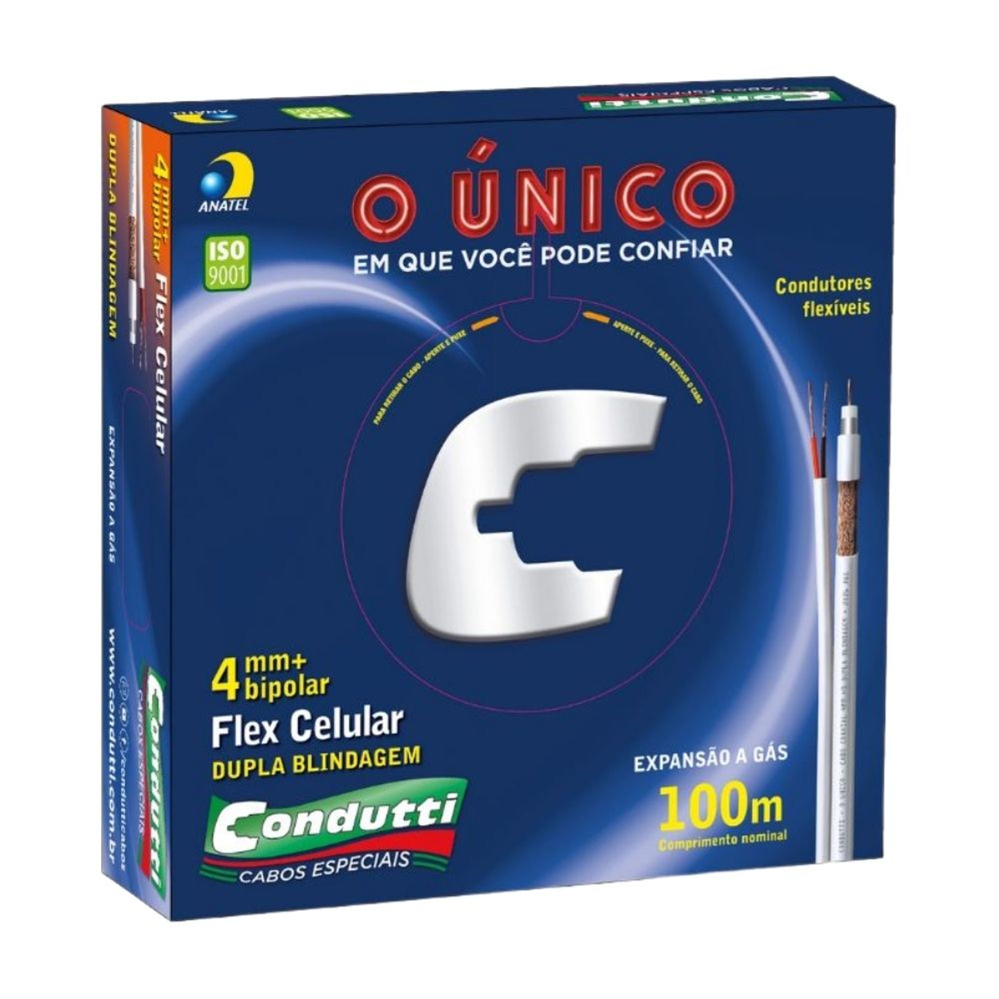 Cabo Bipolar Coaxial 4mm² com Dupla Blindagem 100 Metros Condutti