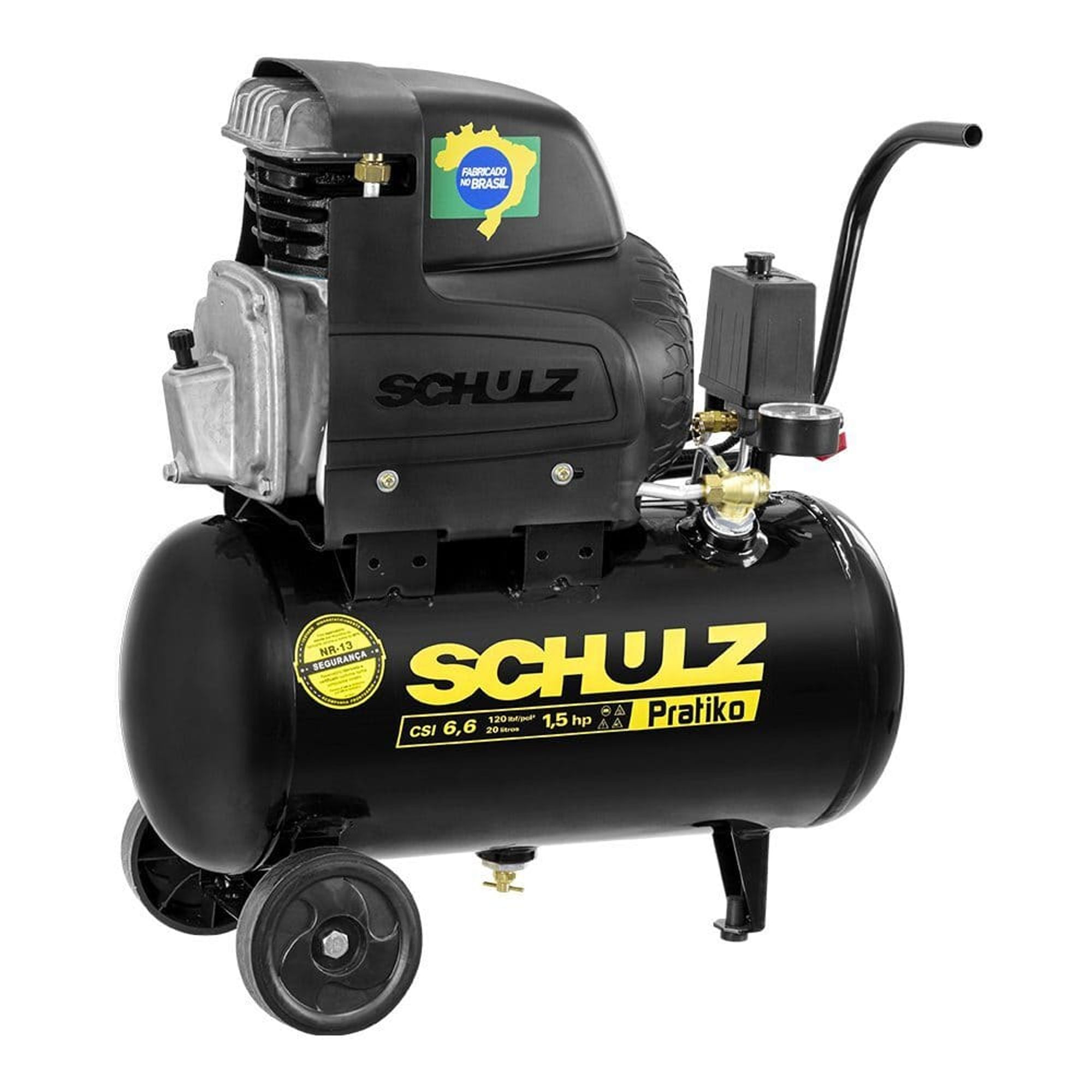 Motocompressor CSI 20L 6,6 pés 120LBS 1,5HP Pratiko Schulz
