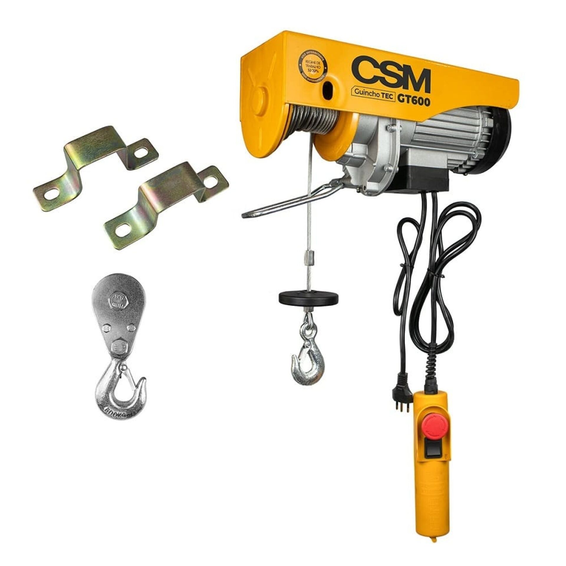 Guincho Elétrico 300-600kg 1200W 12m Cabo Aço TEC GT CSM