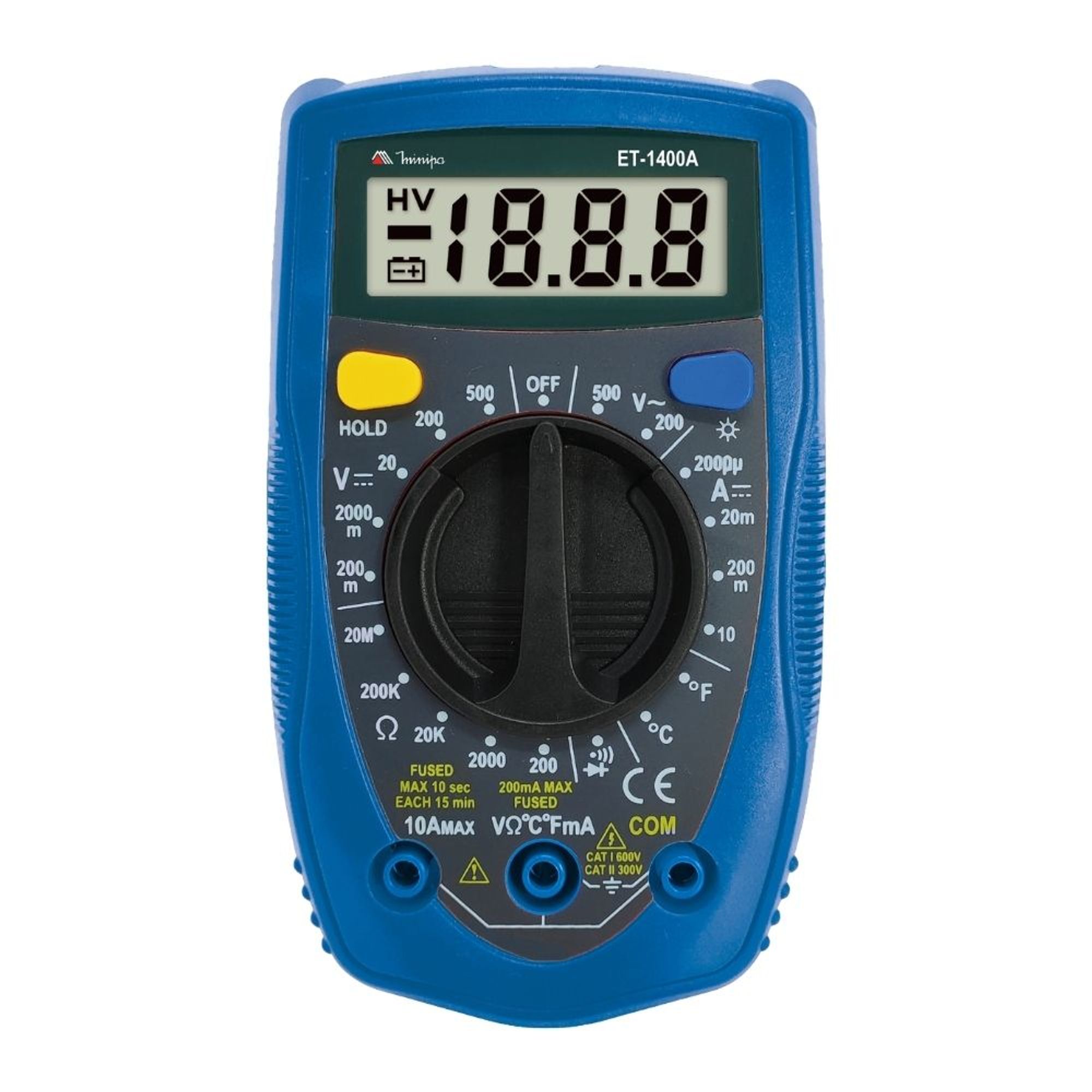 Multimetro Digital CAT II-300V ET1400A Minipa