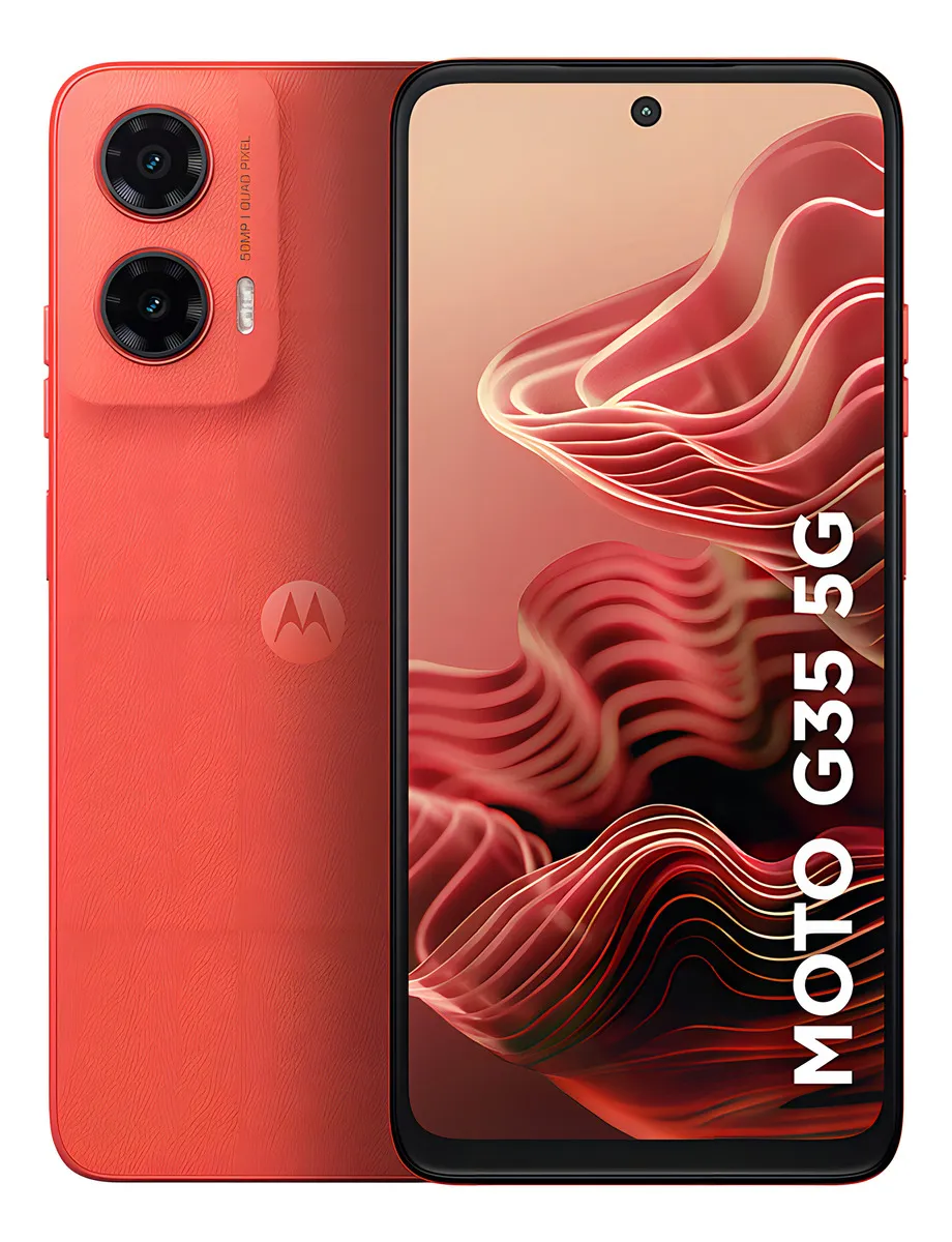 Smartphone Motorola Moto G35 5G - 256GB, 12GB RAM, Câmera 50MP, Tela 6.7" - Coral - Vegan Leather