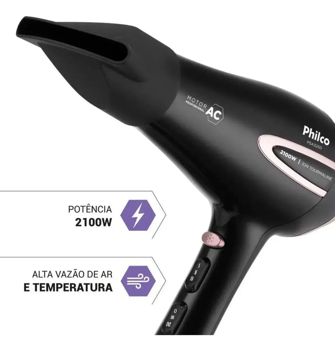 Secador de Cabelo Philco PSA3250 2100W com Difusor e Bico Direcionador