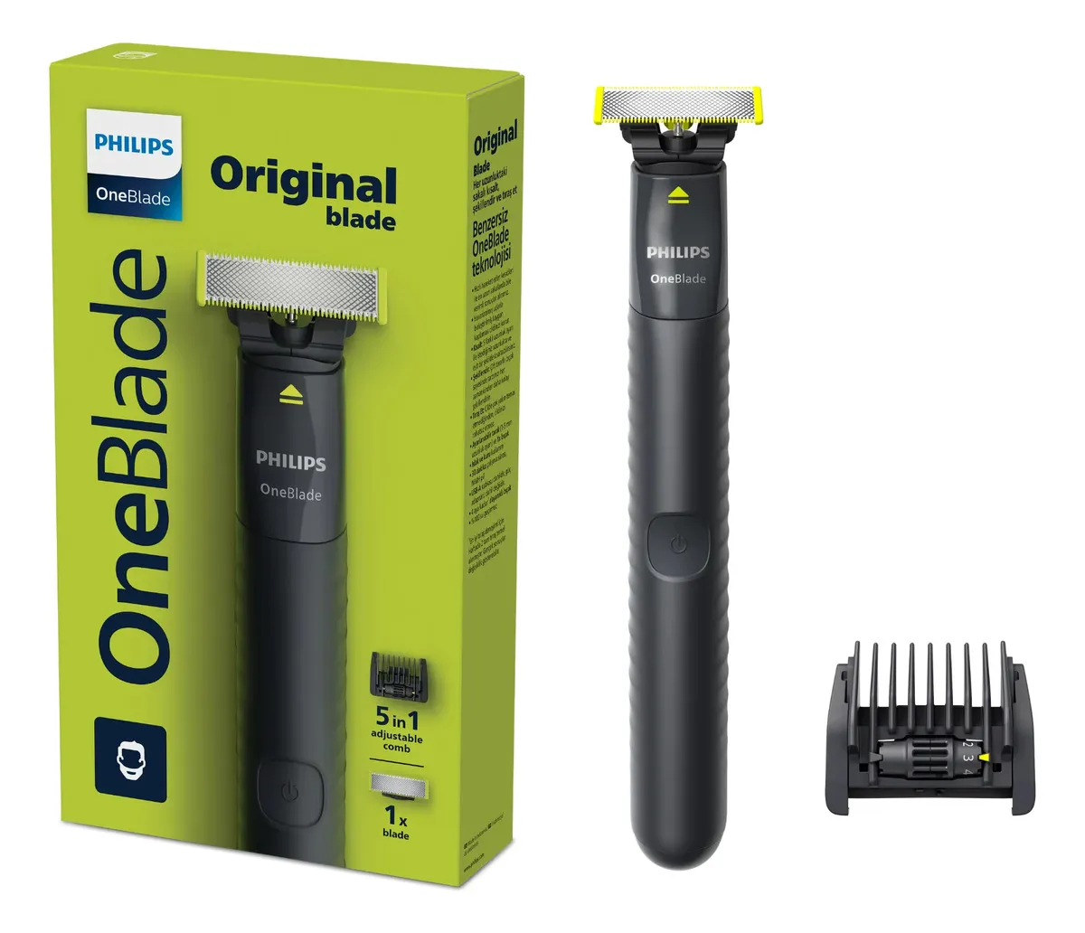 Barbeador e Aparador Elétrico Philips OneBlade 5 em 1 Sem Fio e À Prova Deapos;Água