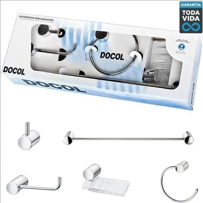 Kit de Acessórios para Banheiro Preto Class Urbana 5 Peças - STEEL